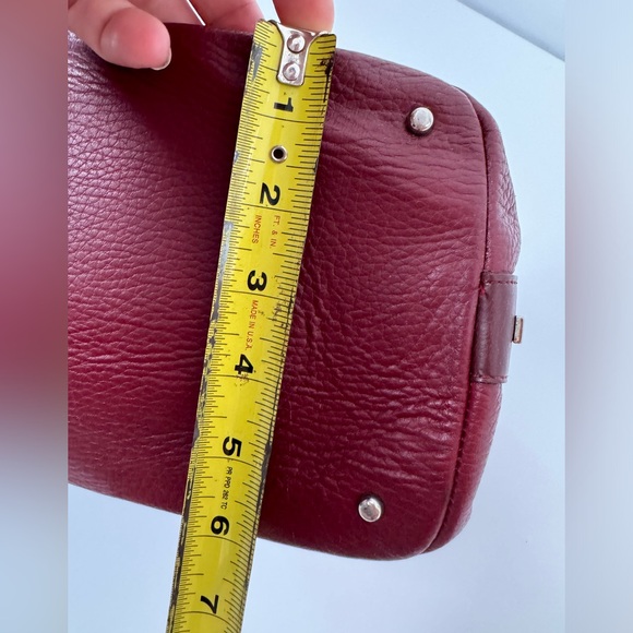 Puntotres leather bucket bag dark red studded made in spain handbag - Picture 7 of 14